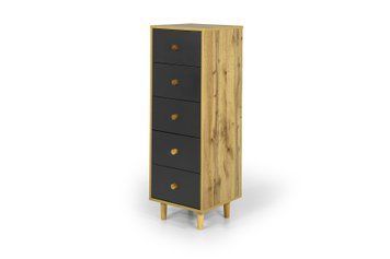Комод UrbanOak-3 5ШУХ (дуб аппалачі і антрацит, 40x39x118 см) IMI lkmd-hg3-db-ppl-ntr фото