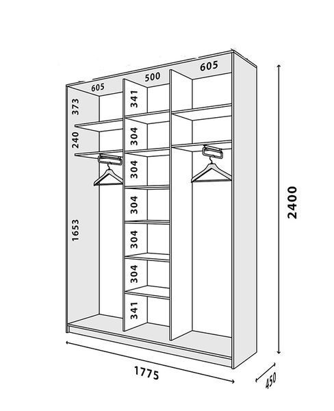 Шкаф-купе Нарния-2 (180 &times; 45 &times; 240 см, дуб сонома светлый) m-shk-nrn-2-45-db-snm фото